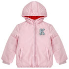 Girls Pink Varsity Tiger Logo Puffer Jacket, 1, hi-res